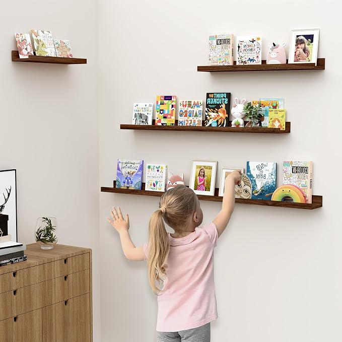 Floating Shelves for Wall, 24 inch Wood Floating Shelves Set of 2, Picture - Image 2