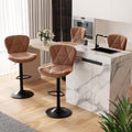 Nalupatio Modern Bar Stools Set of 4, Faux Leather Upholstered Swivel Bar Stools by Nalupatio