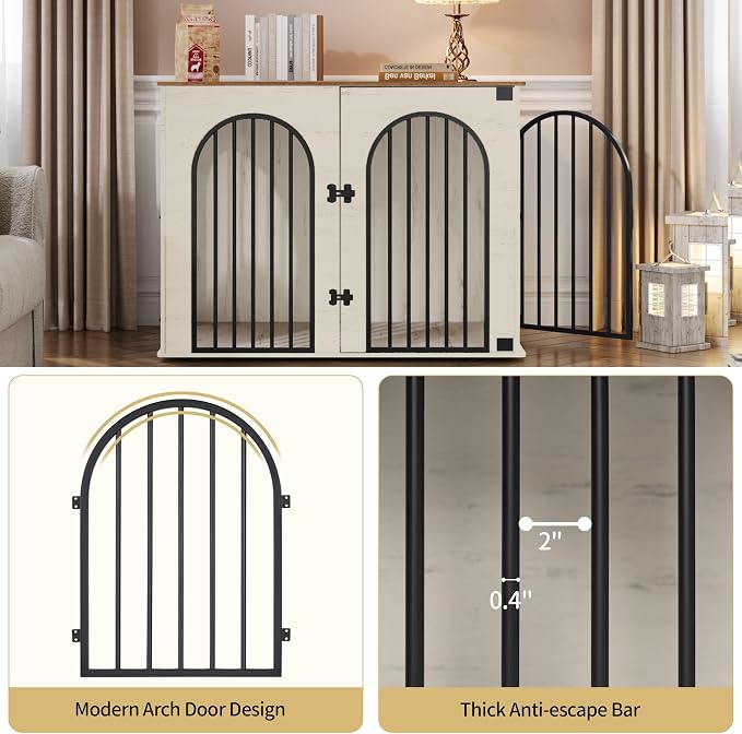 Hzuaneri 44.1" Wooden Dog Crate Furniture, Indoor Dog Kennel Dogs Cage - Image 7