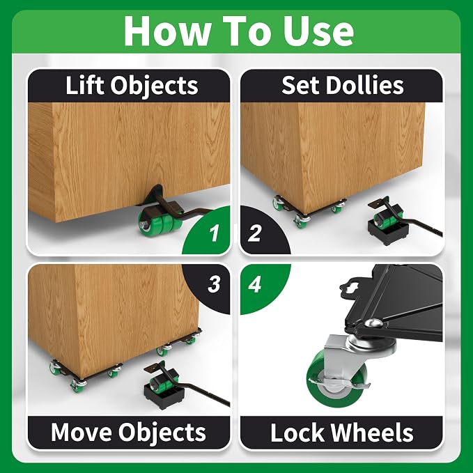 NEST EASY Upgraded Heavy Duty Furniture Dolly 360° Rotating 5 Wheels, Alloy - Image 4