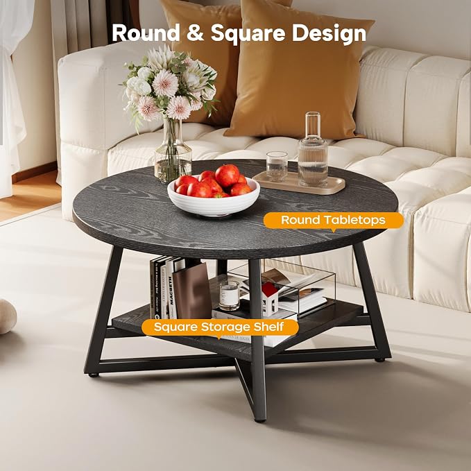 Coffee Table for Living Room, Round Coffee Table, Small Circle Coffee Table - Image 5