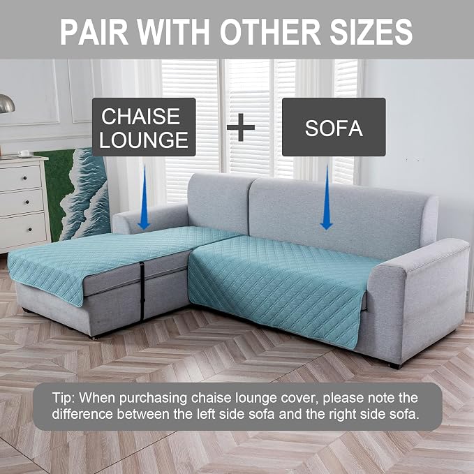 Genina L Shape Couch Cover, Sectional Couch Chaise Covers, Waterproof Washable - Image 2