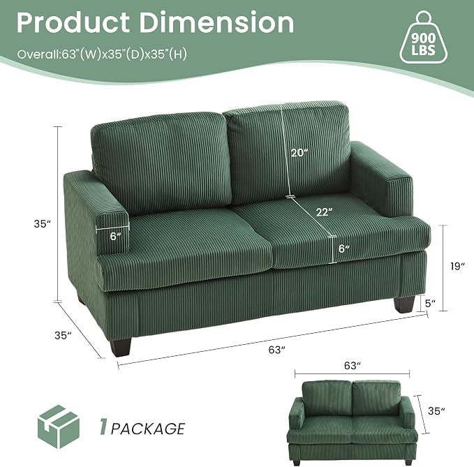 YOUDENOVA 2 Piece Set Comfy Sofa Couch, Loveseat Sofa * 2 - Image 2