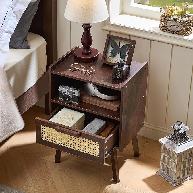 Lerliuo Rattan Nightstand, Bedside Table - Image 7