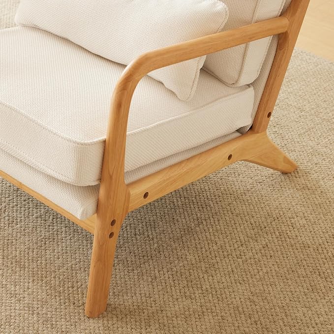 VINGLI Cozy Living Room Chairs, Coarse Linen Beige Accent Chairs Set of 2 - Image 7