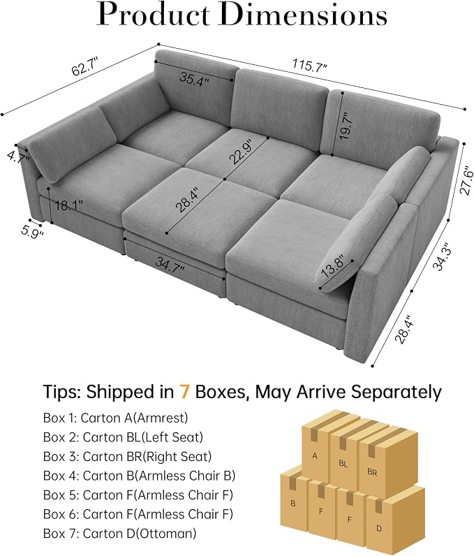 Oversized Modular Sectional Sleeper Sofa, Solid Wood Frame, Removable Washable - Image 2