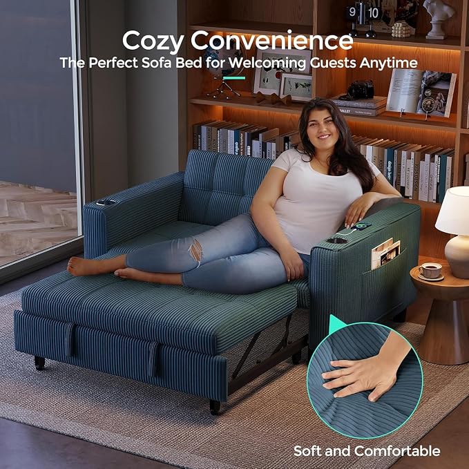 LINSY Sleeper Sofa Bed, Small 3 in 1 Convertible Loveseat Sleeper Couch - Image 7
