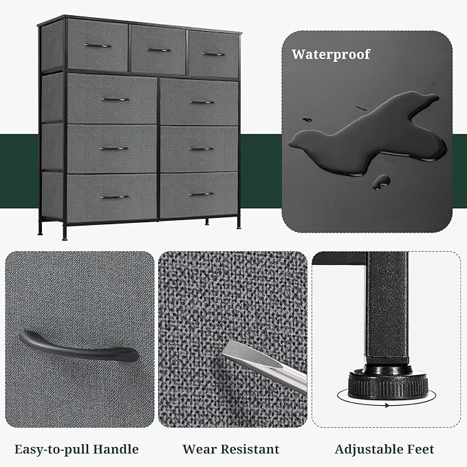 9-Drawer Dresser for Bedroom, Anti-Tip Tall Storage Organizer Chest of Drawers - Image 7
