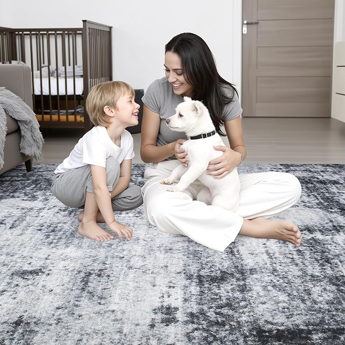 Washable Area Rug 3x5 Entryway Rug: Washable Modern Abstract Soft Thin Rug - Image 8