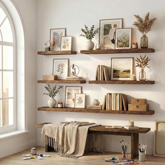 12 inch Deep Floating Shelves for Wall, 72 inch Wide Engineered Wood Wall - Image 7