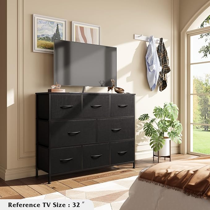 WLIVE 8 Drawer Dresser for Bedroom, Fabric Black Dresser - Image 2