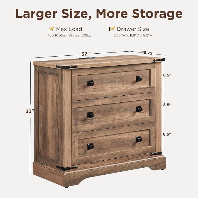 T4TREAM 32" Farmhouse Nightstand - Image 3