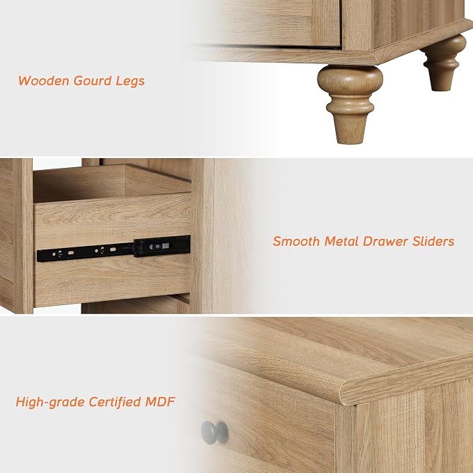 WAMAPT Buffet Cabinet with 4 Doors and 2 Drawers, Large Coffee Bar Table Wood - Image 4