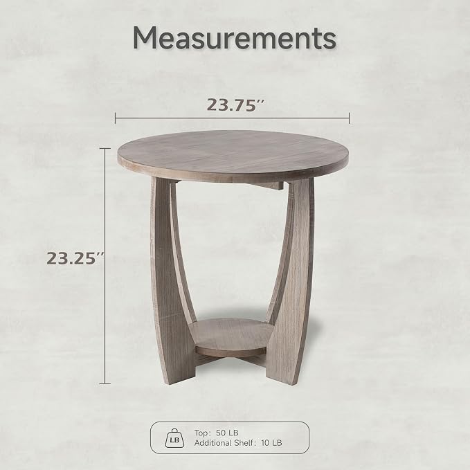 Round Farmhouse End Table for Small Spaces, French Country Accent Side Table - Image 2