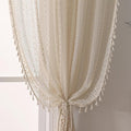 WAZZIO Boho Lace Curtains 72 Inches 2 Panel, Light Filtering Privacy Tassel & by WAZZIO