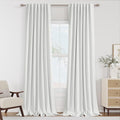 Guken White 100% Blackout Linen Curtains 84 Inch Length 2 Panels Set by Guken