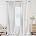 Guken White 100% Blackout Linen Curtains 120 Inch Length 2 Panels Set by Guken