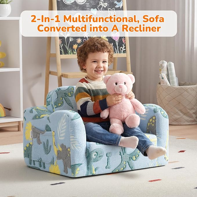 MeMoreCool Glowing Dinosaur Kids Chair, 2-in-1 Convertible Kids Couch Fold Out - Image 5