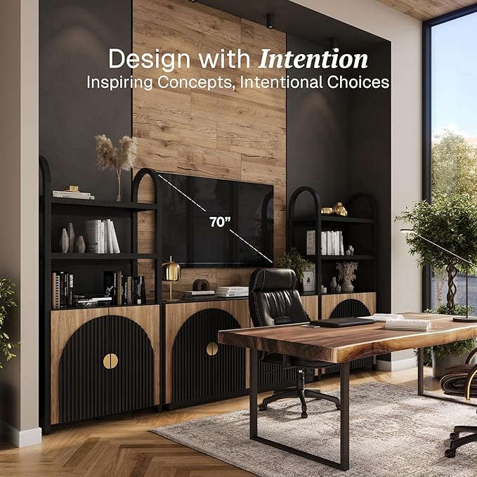 BELLEZE 3-Piece Arched TV Stand Entertainment Center - Image 3