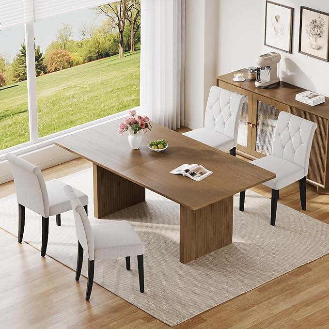 Welzona Upholstered Dining Chairs Set of 4, 19 Inches Wide Button Tufted by WelzonaDirect