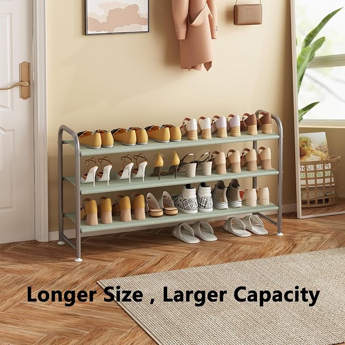 INGIORDAR Shoe Rack 3 Tier Long Storage Organizer Wide Metal Shoe Shelf - Image 4
