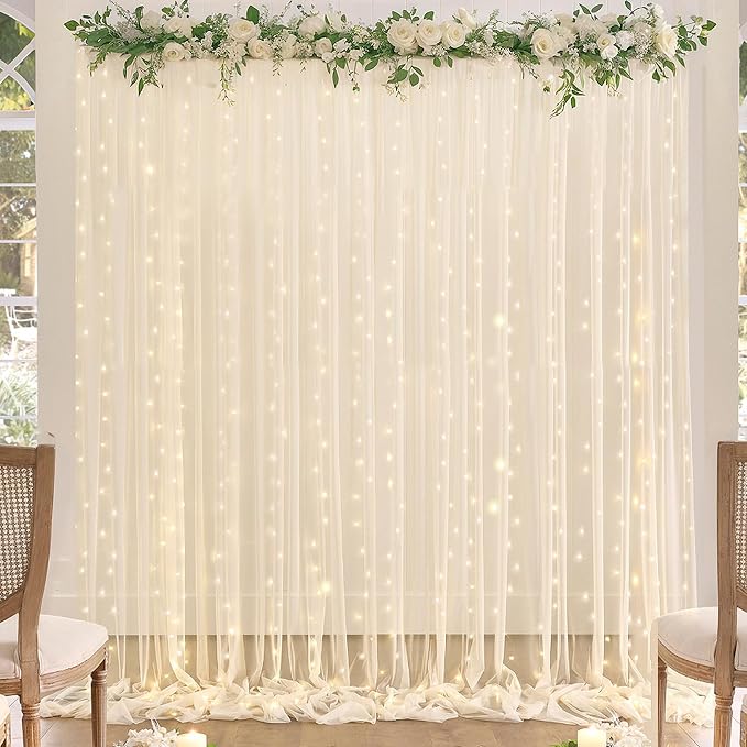 10ft x 15ft Champagne Tulle Backdrop Curtain - Image 5