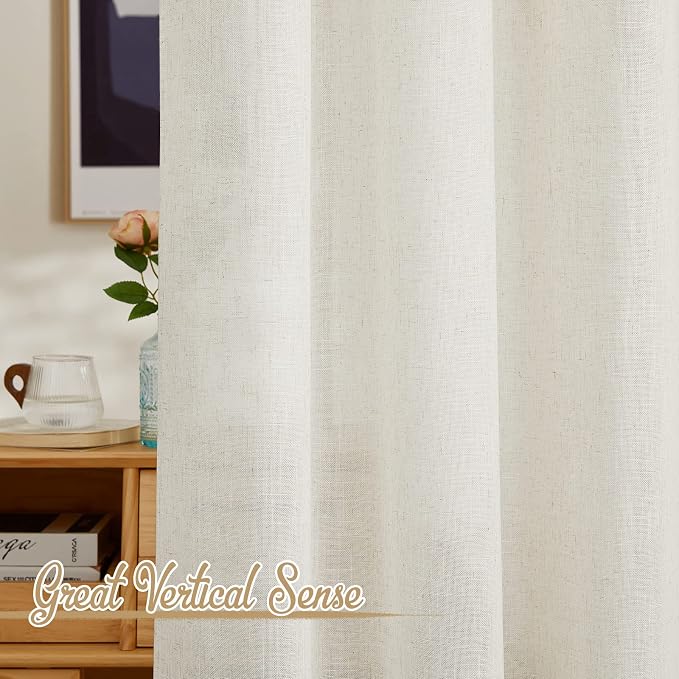 NICETOWN Linen Blend Living Room Curtains 84 inches Long, Grommet Flax Linen - Image 5