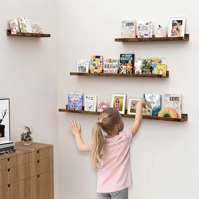 Floating Shelves for Wall, 24 inch Wood Floating Shelves Set of 2, Picture - Image 7