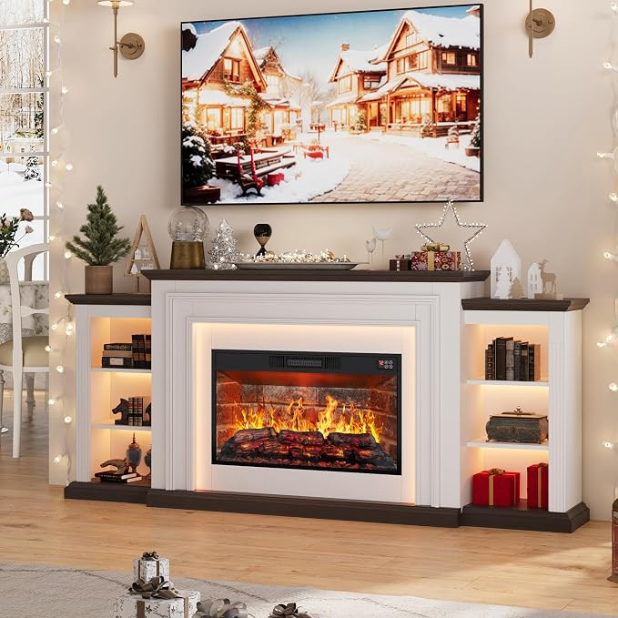 80" LED Lights Electric Fireplace by BOSHIROFurniture