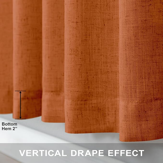 Pitalk Burnt Orange Linen Curtains 102 Inches Long - Image 7