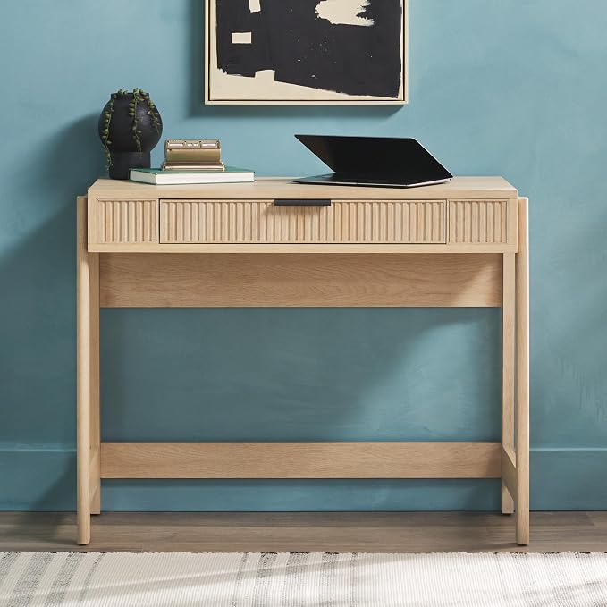 Walker Edison Transitional Style Furniture, Reeded Detail, Lift-Top Desk - Image 4
