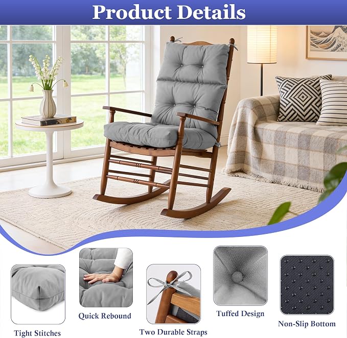 Rocking Chair Cushion, Waterproof and Fade-Resistant Adirondack Rocker Cushions - Image 7