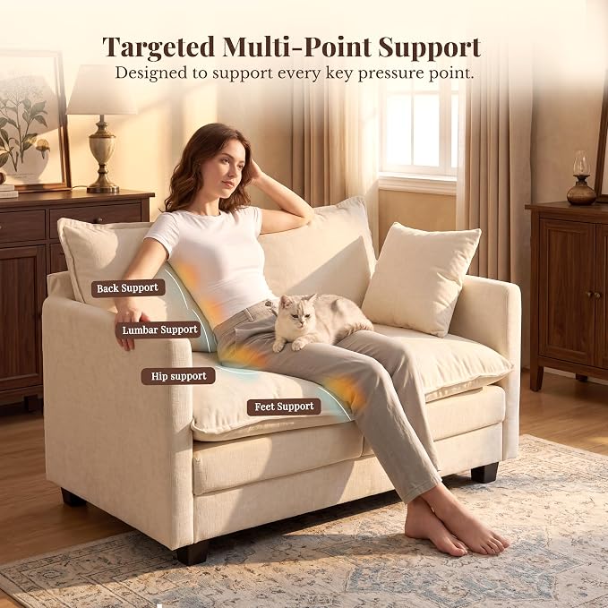 Loveseat Sofa with Cloud 3-Layer Cushion & 27" Deep Seat, Modern Small Couch - Image 7