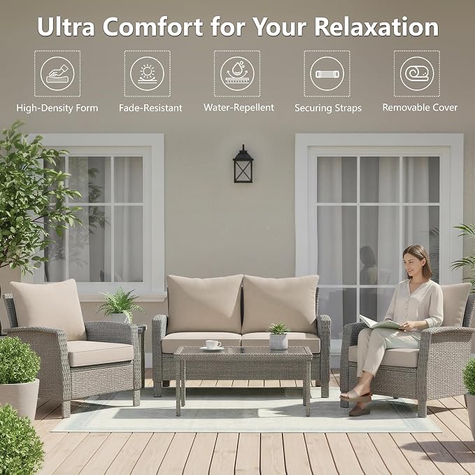19x19 Inch Patio Chair Cushions Set of 4, Outdoor Furniture Cushions - Image 2