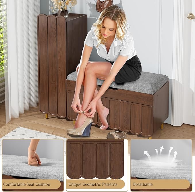 3More Shoe Organizer Cabinet, Entryway Bench - Image 4