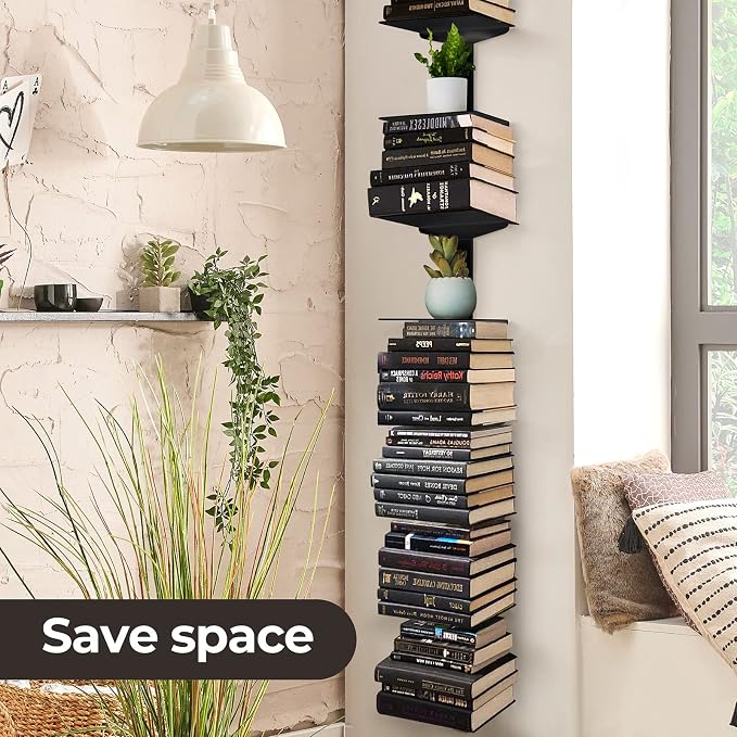 Floating Book Shelves for Wall, 8 Tier Invisible Floating Bookshelf, Vertical - Image 4