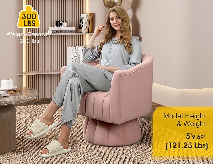 Dewhut Swivel Accent Chair, 360° Swivel Barrel Chair - Image 3
