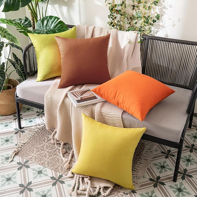 MIULEE Pack of 2 Decorative Outdoor Solid Waterproof Throw Pillow Covers Euro - Image 8