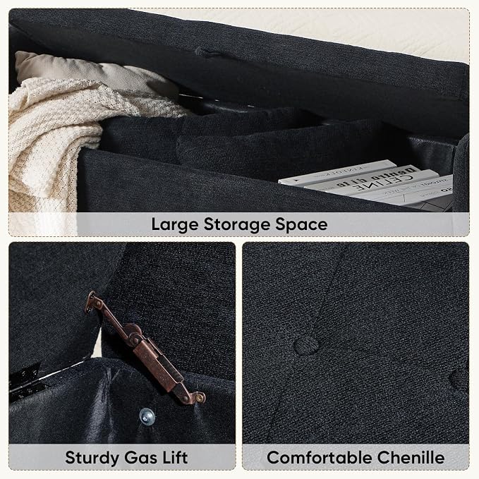 48" End of Bed Bench, Modern Storage Benches - Image 3