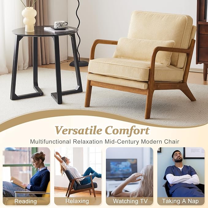 VINGLI Upgraded Premium Corduroy Accent Chair, Upholstered Arm Chair, Solid - Image 7