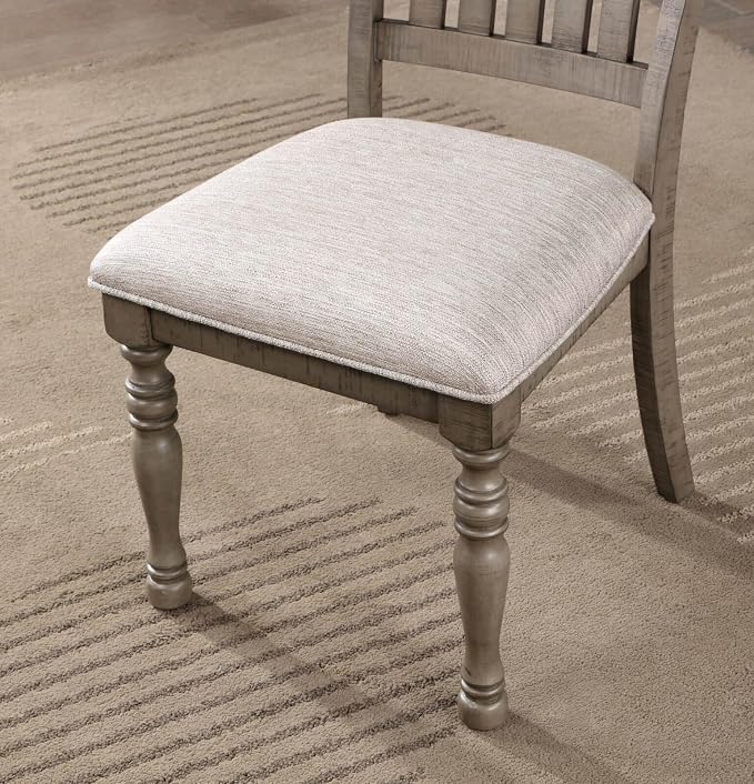Transitional Style 2pcs Side Chairs Antique Gray Solid Wood Gray Fabric Dining - Image 3