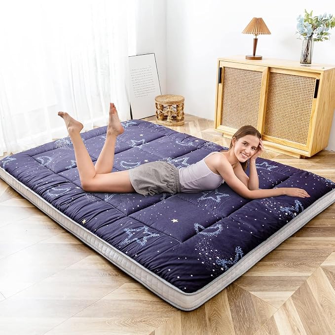 MAXYOYO Black Moon and Star Futon Mattress, Padded Japanese Floor Mattress - Image 2