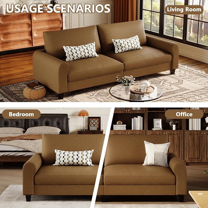 EASE MOOSE 88.5" Large Seat Faux Leather Loveseat Sofa, Waterproof and - Image 8