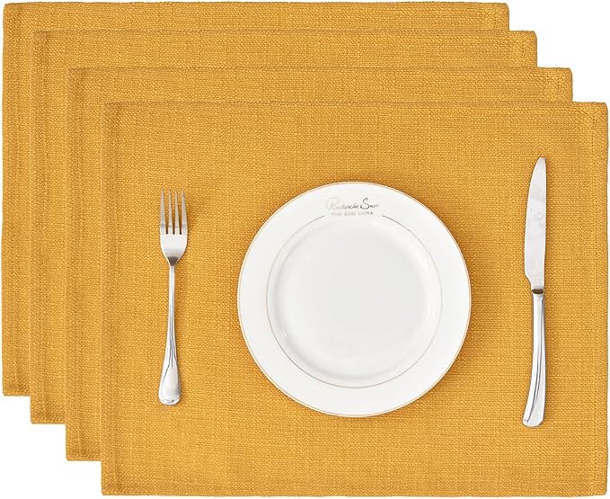 BALCONY & FALCON Placemats Set of 4 Faux Linen Cloth Place Mats Washable by BALCONYFALCON