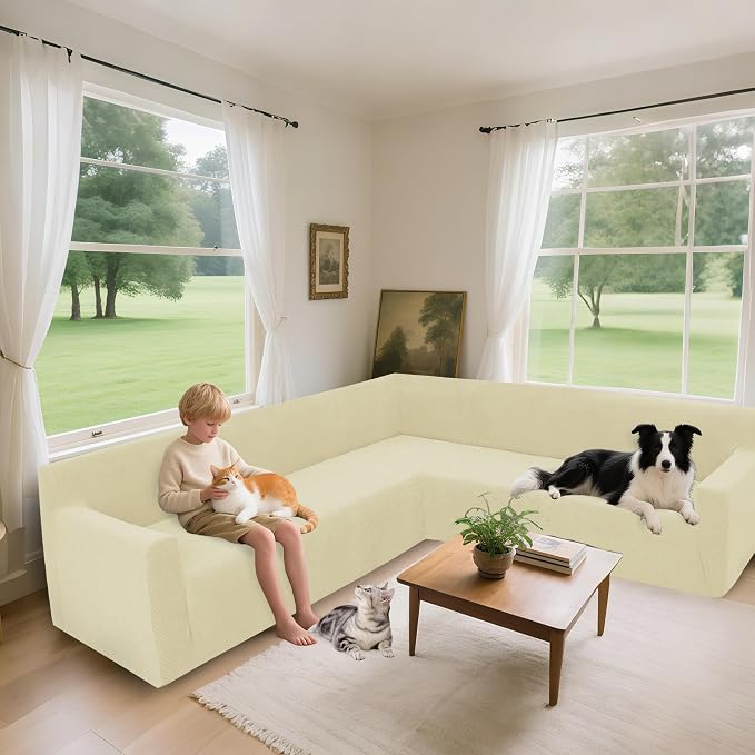 Arfntevss Stretch Sectional Couch Covers L Shaped Corner Sectional Sofa Cover - Image 2