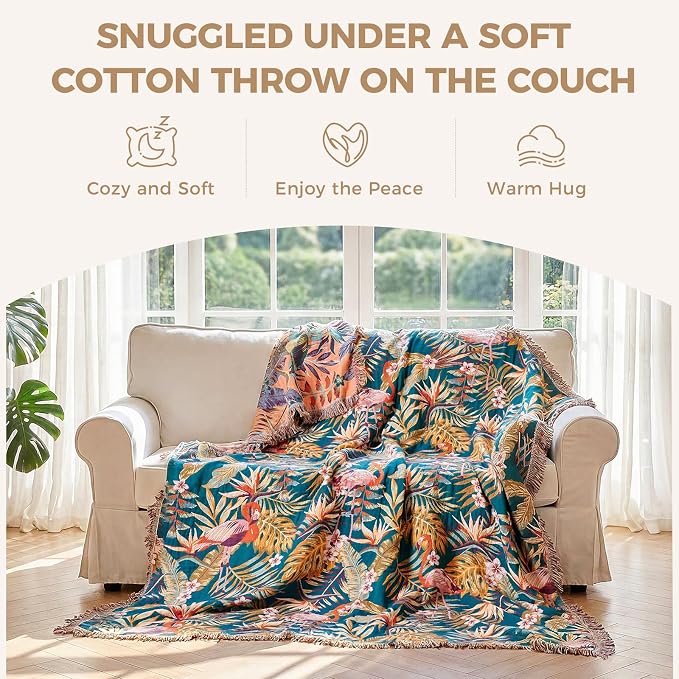LUTBM Boho Throw Blanket for Bed Cotton Summer Blankets Bedroom Living Room - Image 4
