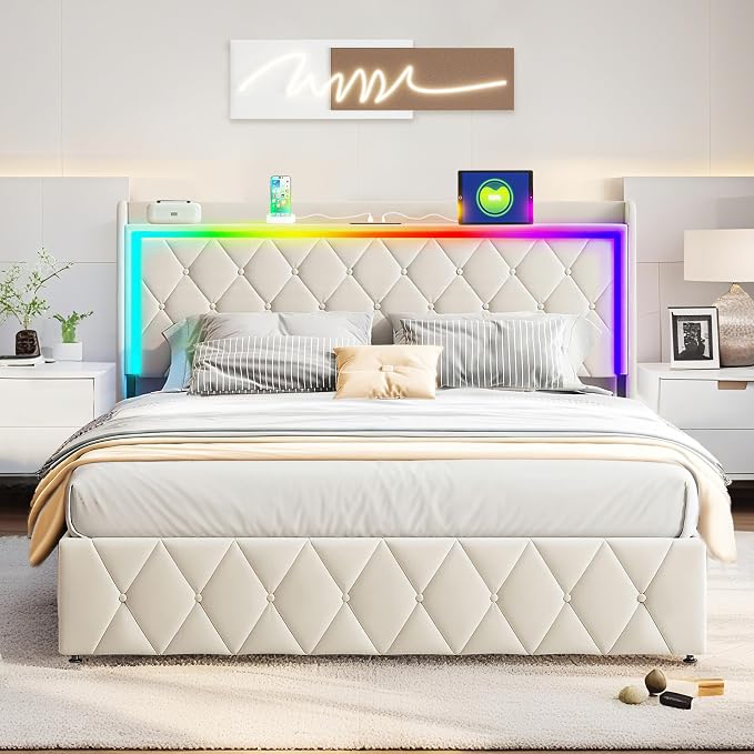 Modern Multi-Color LED Light Full Bed Frame - Image 3