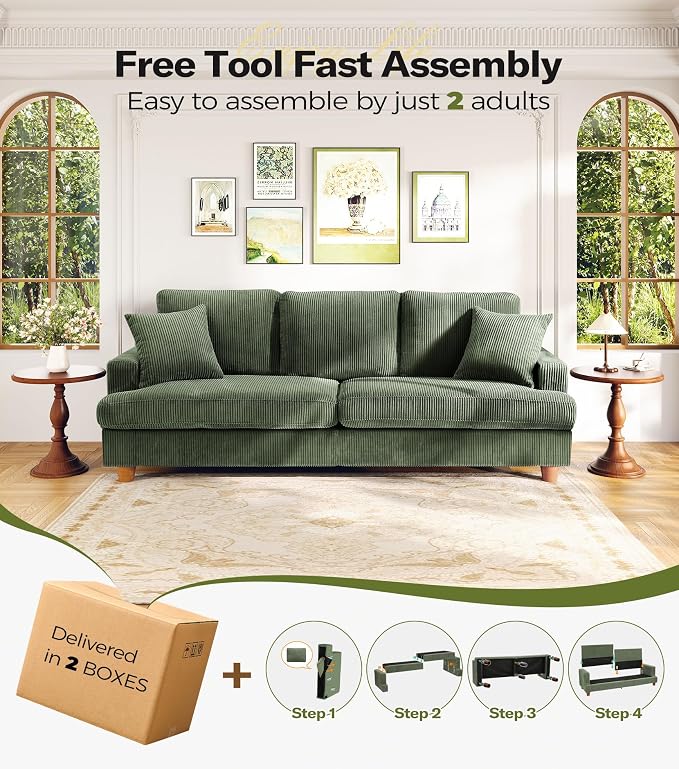 Kidirect 87in U Shaped Couch, Modular Sofa No Tool Assembly, Comfy Sectional - Image 9