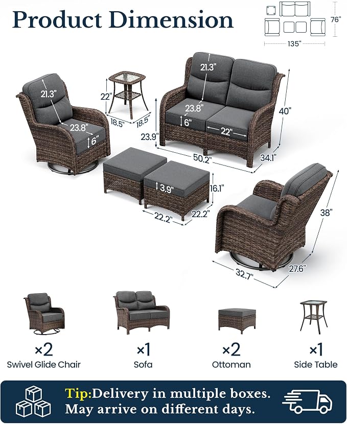 HILLGA 6-Piece Luxury Patio Furniture Set - Image 2
