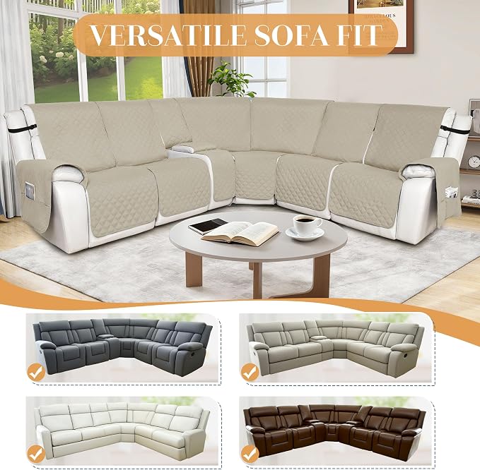 HDCAXKJ 100% Waterproof Reclining Sectional Couch Covers L Shape Recliner Sofa - Image 5